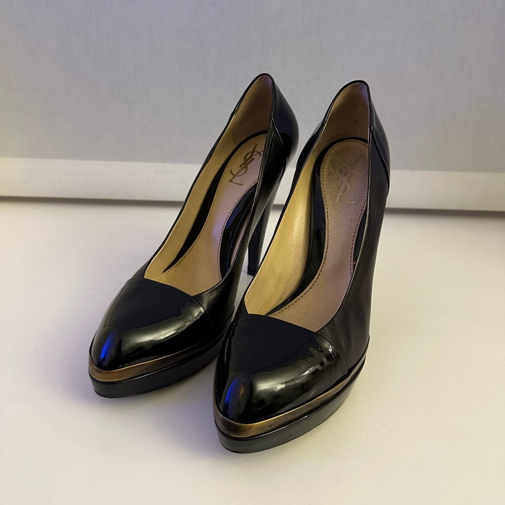 Vintage YSL black leather heels